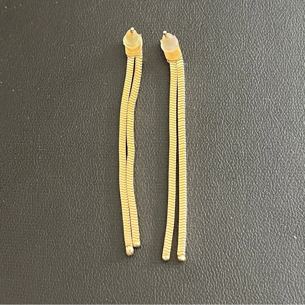 Yellow Gold Plated 925 Sterling Silver Dangle Tassel Snake Chain Earrings, 4.33g